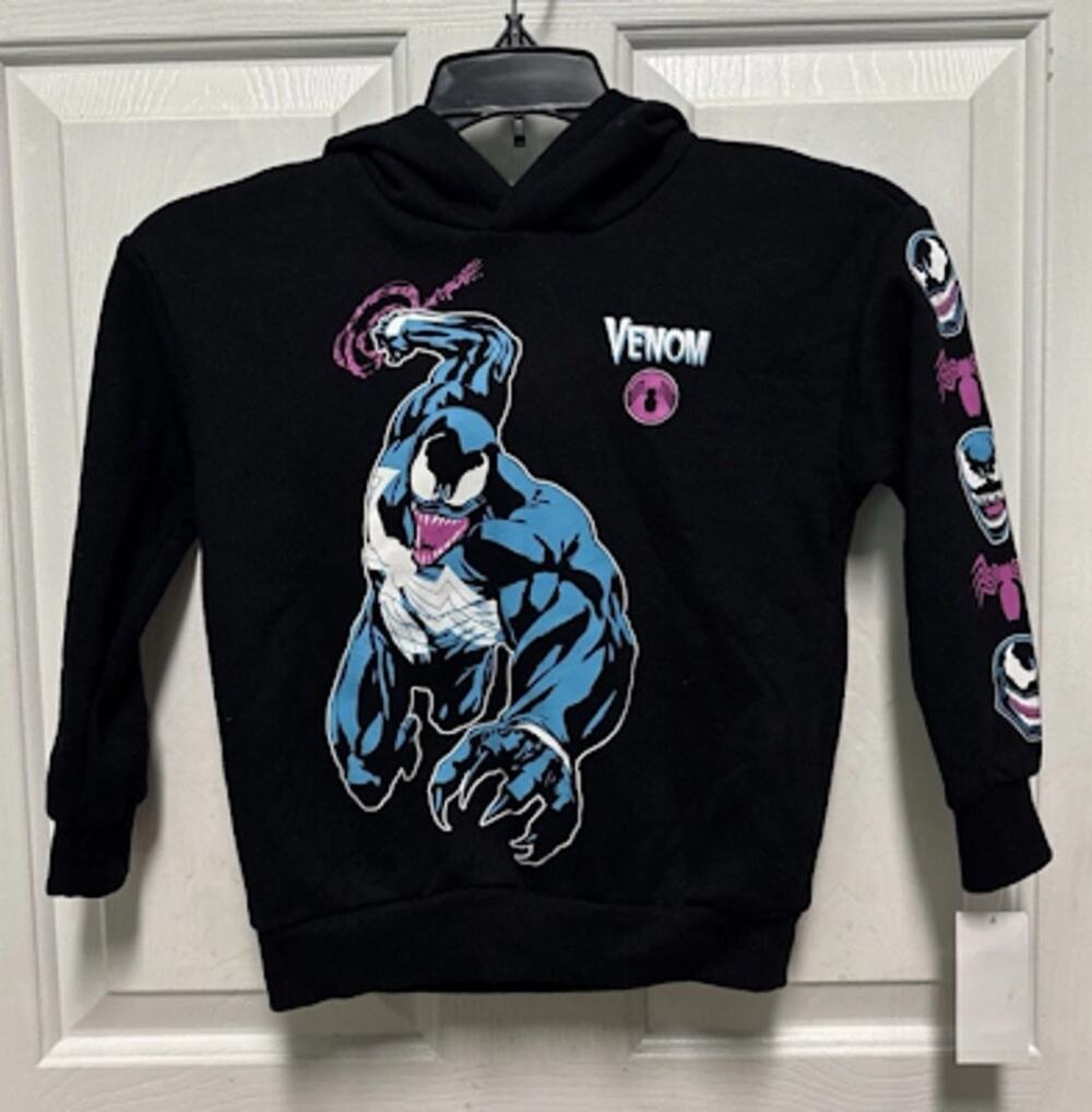 Marvel Venom Hoodie Boys XL Black Graphic Pullover Sweatshirt NWT Spider-Man